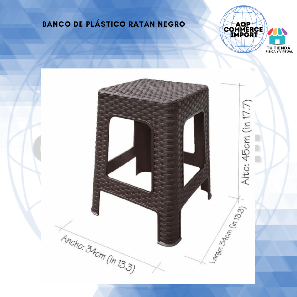 BANCO DE PLÁSTICO RATÁN NEGRO SINTÉTICO