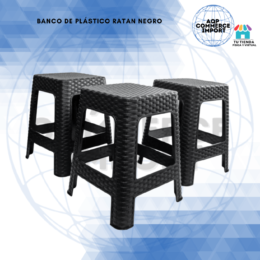 BANCO DE PLÁSTICO RATÁN NEGRO SINTÉTICO