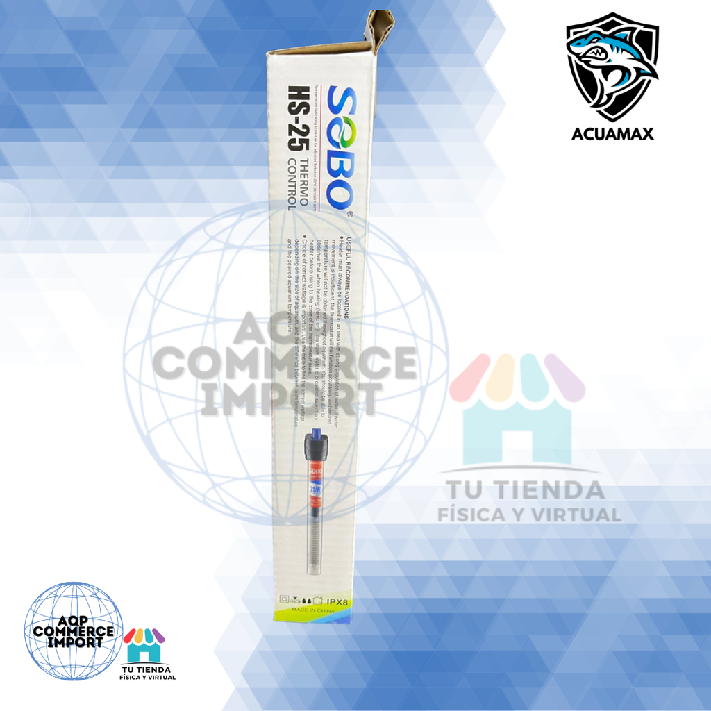 CALENTADOR TERMOSTATO PARA PECERA DE 25 WATTS - SOBO HS-25 