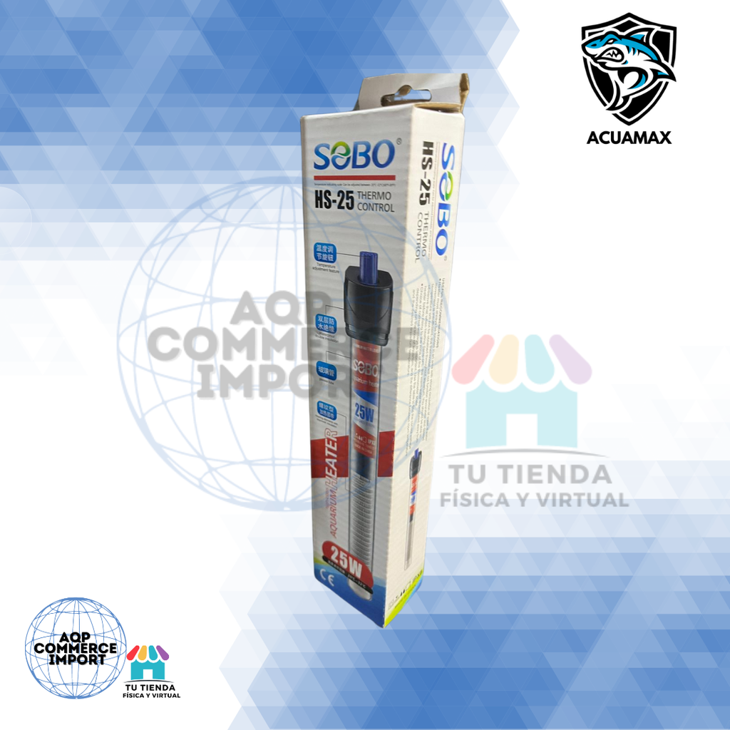 CALENTADOR TERMOSTATO PARA PECERA DE 25 WATTS - SOBO HS-25 