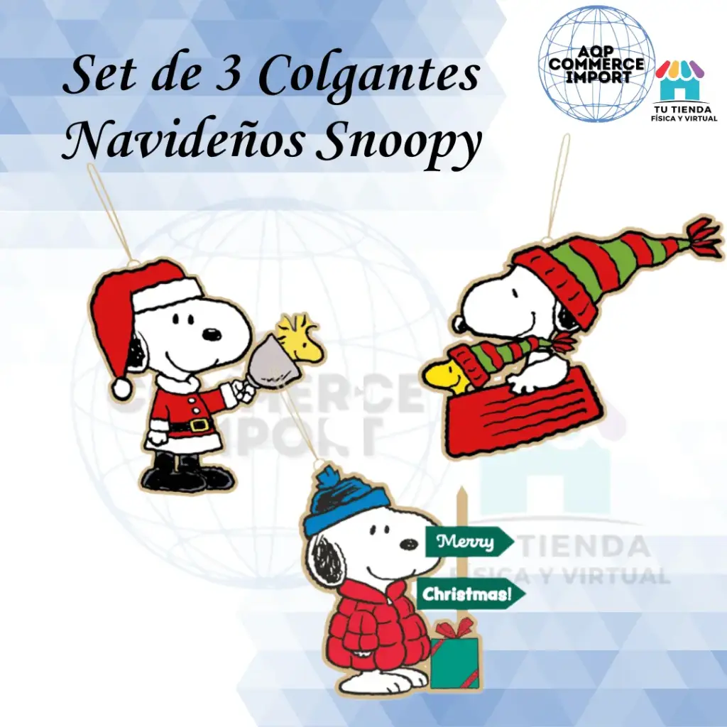 SET DE 3 COLGADORES NAVIDEÑOS SNOOPY