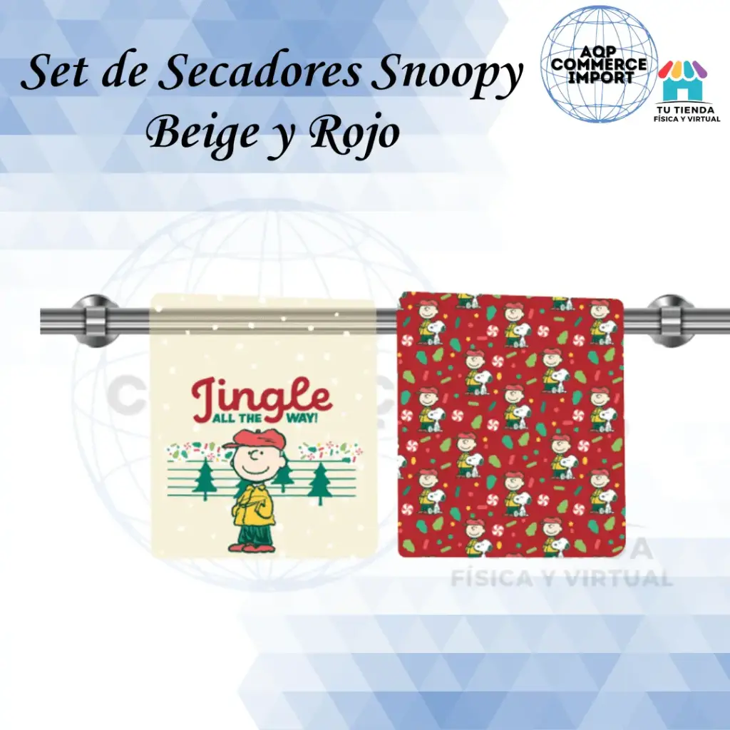 SET DE SECADORES SNOOPY: BEIGE Y ROJO
