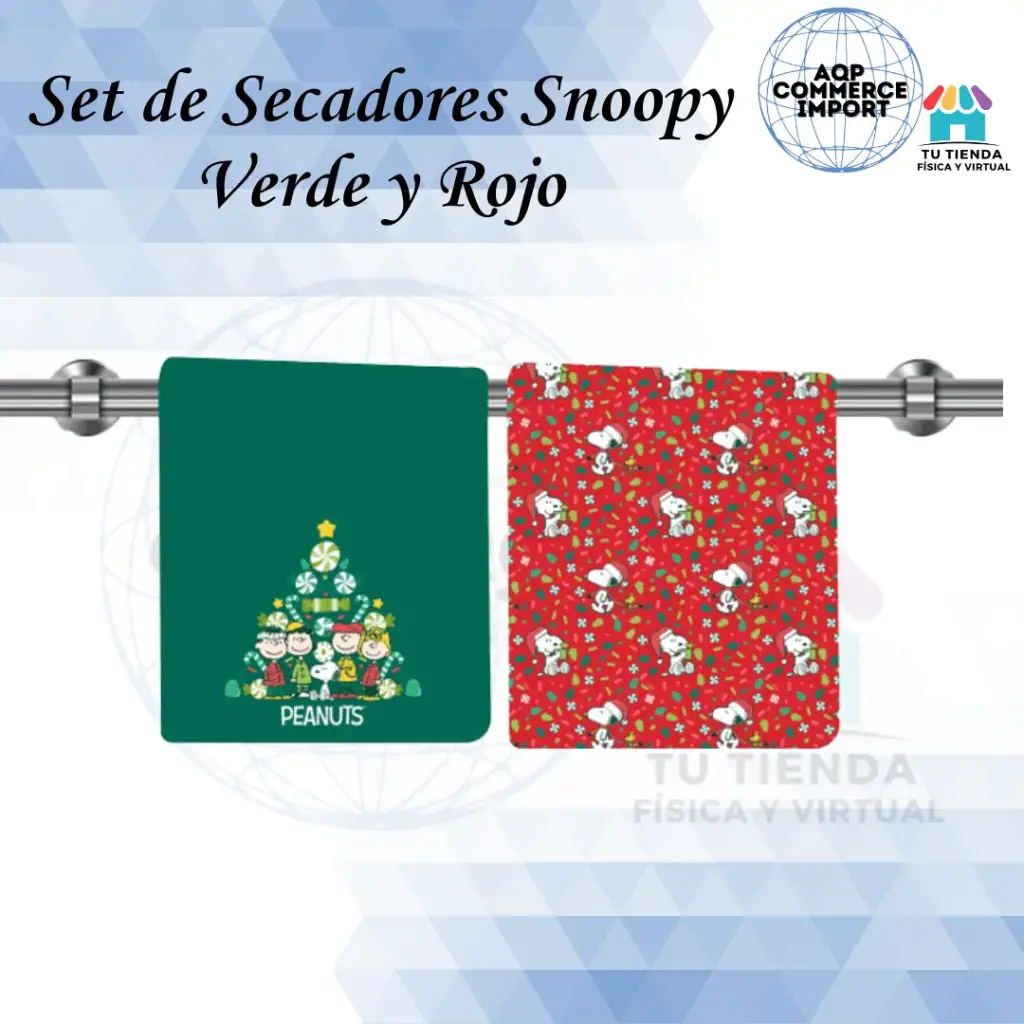 SET DE SECADORES SNOOPY: VERDE Y ROJO 