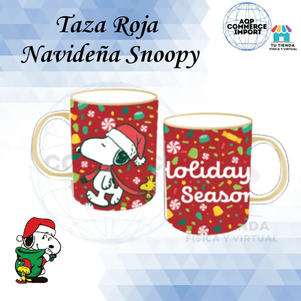 TAZA ROJA NAVIDEÑA SNOOPY