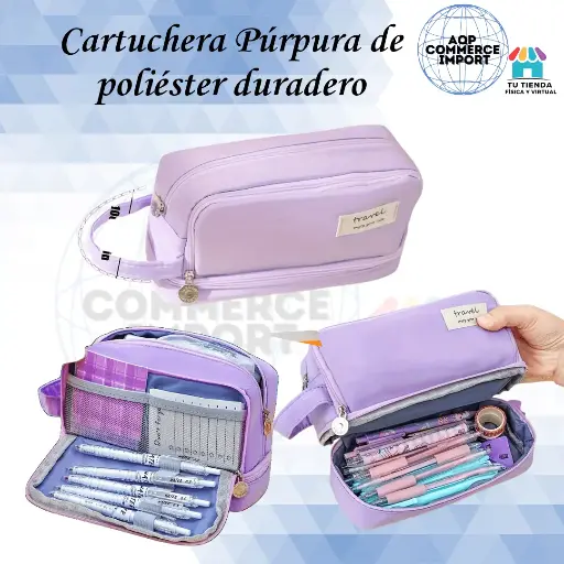 CARTUCHERA PÚRPURA DE POLIESTER DURADERO