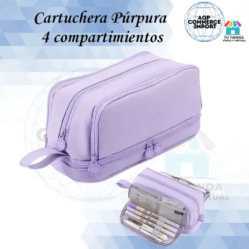 CARTUCHERA PÚRPURA 4 COMPARTIMIENTOS