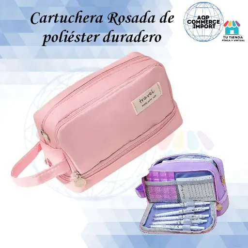 CARTUCHERA ROSADA DE POLIESTER DURADERO