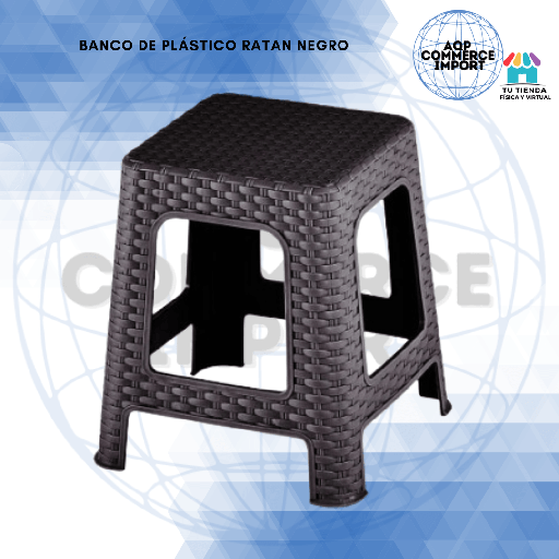 BANCO DE PLÁSTICO RATÁN NEGRO SINTÉTICO